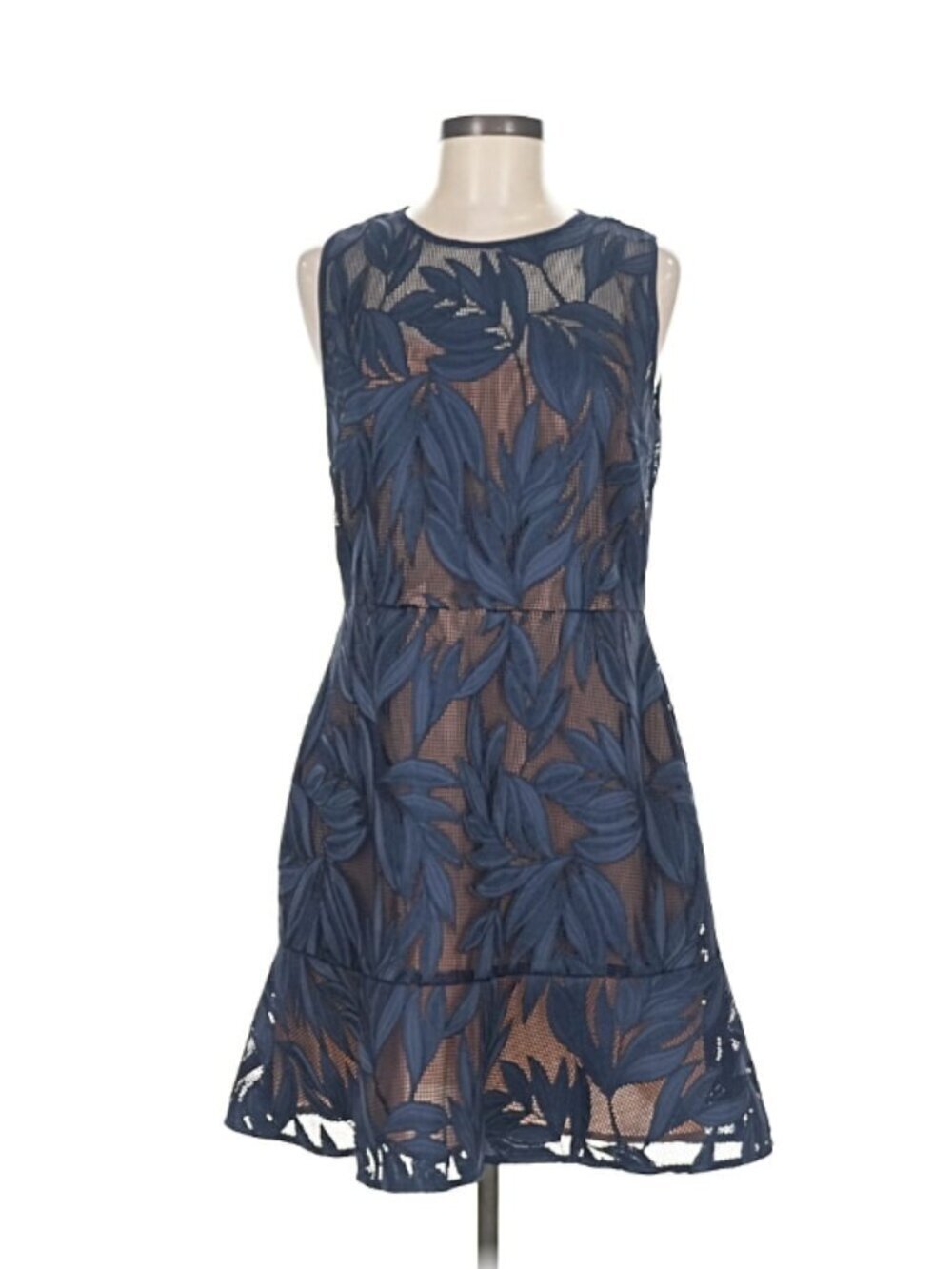 Michael Kors Navy Leaf Lace Mini Dress Size M